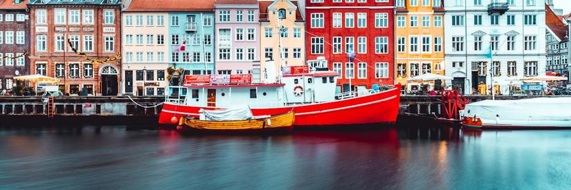 Colorful shot of houses in Copenhagen Denmark
