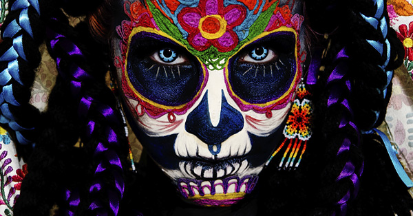 Scary face paint during Día de Muertos in Mexico