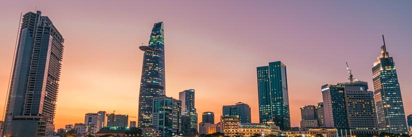 Skyline evening shot of Ho Chi Minh City (Saigon) Vietnam